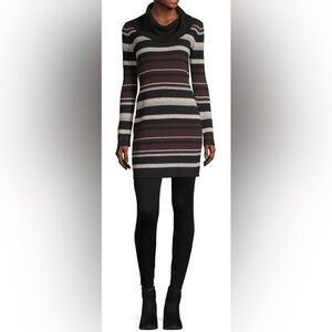 BCX Dress XS Ribbed Striped Long Sleeve Turtleneck Sweater Dress